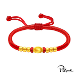 【Prisme Gold】黃金手鍊 元寶金珠 紅色編繩手鍊 (金重：約0.07錢±0.03), , large