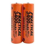 實用牌18650/3400mAh鋰充電池2入 PRA-3350-2 低自放電 標準檢驗局認證合格, , large