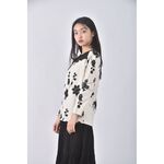(S) eyescream質感圓領白色長袖上衣二手衣, , large