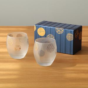 日本ADERIA 丸紋 雪兔2入杯禮盒組 威士忌杯 玻璃杯 金益合玻璃器皿