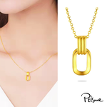 【Prisme Gold】黃金項鍊 幾何雙環 吊墜鍊墜項鍊 (金重：約0.08錢±0.03), , large
