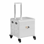 【A&R】吾家有貓多功能四輪折疊購物車 45L 月影白 (萬向輪 摺疊 手拉車 收納車 拉桿 買菜 露營), , large
