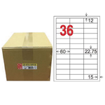 【龍德】LONGDER 三用電腦標籤 A4 36格 22.75*60mm可再貼1000張/箱 LD-874-WR-B(適用雷射、噴墨、影印), , large