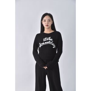 (M) 【房業涵私服】lalala英文刺繡黑色毛衣二手衣