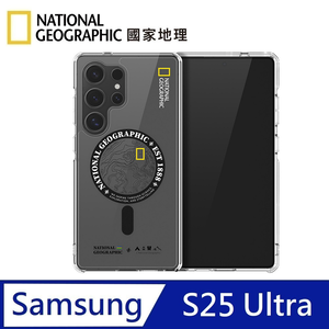 National Geographic 國家地理 Rugged 磁吸防摔保護殼 Magsafe磁吸 適用 Galaxy S25 Ultra - 地形黑