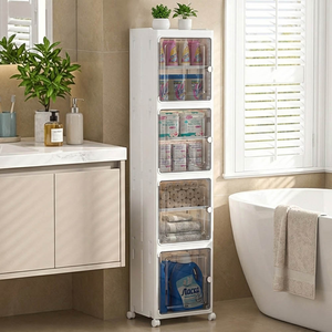 【AOTTO】32面寬開門附輪夾縫折四層疊收納櫃(AC-032)