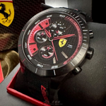 [星晴錶業]FERRARI手錶,46mm,FE00105黑色錶面黑錶殼深黑色矽膠錶帶款, , large