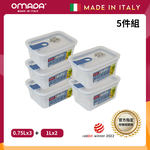 【義大利OMADA】主廚CHEF 單手易拉 PP保鮮盒0.75Lx3+1Lx2(實用五件組)灰色, , large