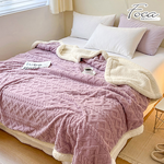 【FOCA】Streamer Gray | Three-dimensional woven jacquard warm wool sherpa double-sided blanket (150X200cm), , large