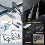 Lava Tungsten Braided Charging Cable / C to L / 1.2m / 27W / Smoky Gray, , large