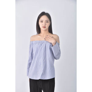 (S) zara條紋一字領藍色上衣二手衣,  (S) zara條紋一字領藍色上衣二手衣