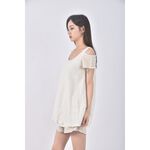 (S) lovfee棉質露肩杏色短袖上衣二手衣, , large
