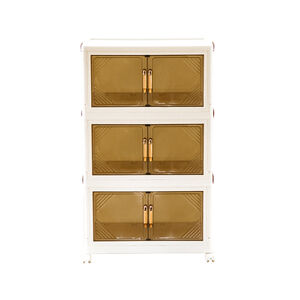 RICHOME辛蒂開門式三層收納櫃(附輪)