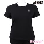 KINGO-大尺碼-女款 圓領T恤-黑-414135, , large