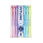 【Pentel 飛龍】FITLINE 雙頭螢光筆 粉彩色系 3.5/0.9mm 八色套裝/盒 SLW11P-8T, , large