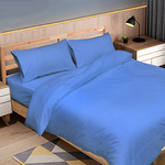 【多利寶寢具】FITNESS 純棉素色雙人床包枕套組-蔚藍色, , large