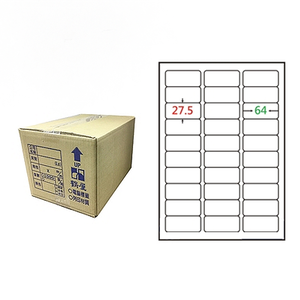 【鶴屋】A4電腦標籤 27.5x64mm 圓角 30格 1000張入 / 箱(L2864 LX)