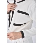 (S) 【安于晴Charlene私服】質感修身短版跳色白色罩衫二手衣, , large