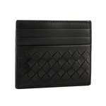BOTTEGA VENETA 小羊皮編織6卡信用卡/名片夾/黑色, , large
