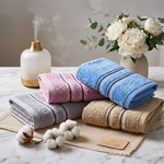 [Kaimei Cotton] 12-Pack Random Colors - MIT 16-Taels Pure Cotton Kids' Towel with Satin Header & Double Black Stripes, , large