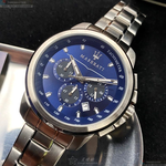 [星晴錶業]MASERATI手錶,42mm,R8873621002寶藍色錶面銀錶殼銀色精鋼錶帶款, , large