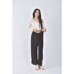 (XL) 高腰質感紡紗黑色長褲二手衣, , large