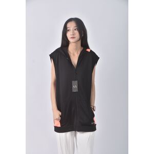 (L) armani exchange棉質連帽背心黑色外套二手衣