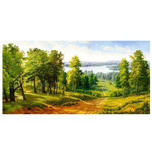 【御畫房】千里碧玉 國家一級畫師手繪油畫60&times;120cm(VF-123)