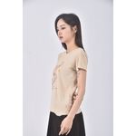 (S) 花紋杏色短袖上衣二手衣, , large