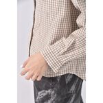 (L) warion質感格紋棕色長袖上衣二手衣, , large