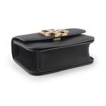 TORY BURCH Eleanor 荔枝皮革大標誌翻蓋小款二用包/黑色, , large