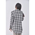 (S) madewell質感棉質純棉格紋黑色長袖上衣二手衣, , large