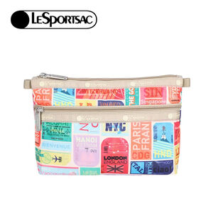 Lesportsac 3-Zip Cosmetic 三層拉鍊化妝包 / 綠色慢旅