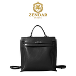 【ZENDAR】限量1折 頂級小牛皮手提包肩背包後背包 維多利亞系列 全新專櫃展示品(金剛黑), , large