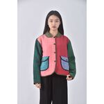 (S) 鳳凰質感撞色粉色外套二手衣, , large