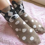 [Kaimei Cotton] Six pairs of random pairs of excellent pure cotton straight girls' socks, cute dog style, , large