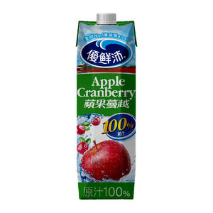 優鮮沛100%蘋果蔓越莓綜合果汁1000ml