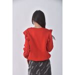 (S) nice ioi質感棉質圓領紅色長袖上衣二手衣, , large