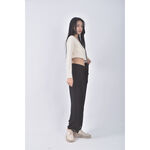 (XL) 高腰質感紡紗黑色長褲二手衣, , large