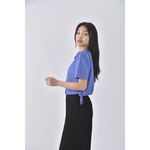 (S) e ann韓牌修身短版排扣藍色短袖上衣二手衣, , large