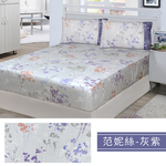 【多利寶寢具】FITNESS 精梳棉雙人床包枕套三件組-范妮絲-灰紫, , large