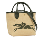 LONGCHAMP S號 LE PANIER PLIAGE 草編二用包/卡其綠, , large