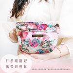 日本製 【Passage Bois】玫瑰 大容量雙層拉鍊化妝包, , large