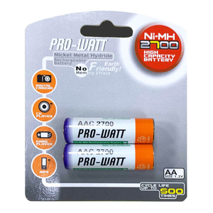 [寶旺旺] 華志PRO-WATT 2700mAh 3號AA 2入 鎳氫 充電電池(1.2V 重複充電500次) YFB3-2-2700