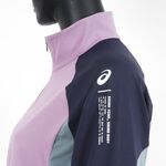 Asics 女 拼接外套 瑜珈 YOGA 運動 訓練 飛鼠袖 高彈性 立領 舒適 玫瑰粉紫 [2032C530-500], , large
