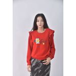 (S) nice ioi質感棉質圓領紅色長袖上衣二手衣, , large