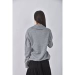 (S) euro como質感羊毛連帽V領灰色長袖上衣二手衣, , large
