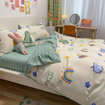 【Betrise】Betrise Dinosaur Planet | Environmentally friendly printing and dyeing anti-mite and antibacterial 100% combed cotton dual-purpose quilt and bed sheet set - Large size, , large