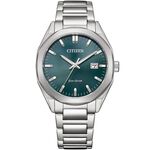 CITIZEN 星辰 限量 光動能八角形經典大三針手錶 送禮推薦-銀x綠/38mm BM7620-83X, , large