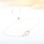 【Angel & Me】橢圓 粉晶 rose quartz 純銀 簡約 手鍊 生日 週年 情人節 禮物, , large